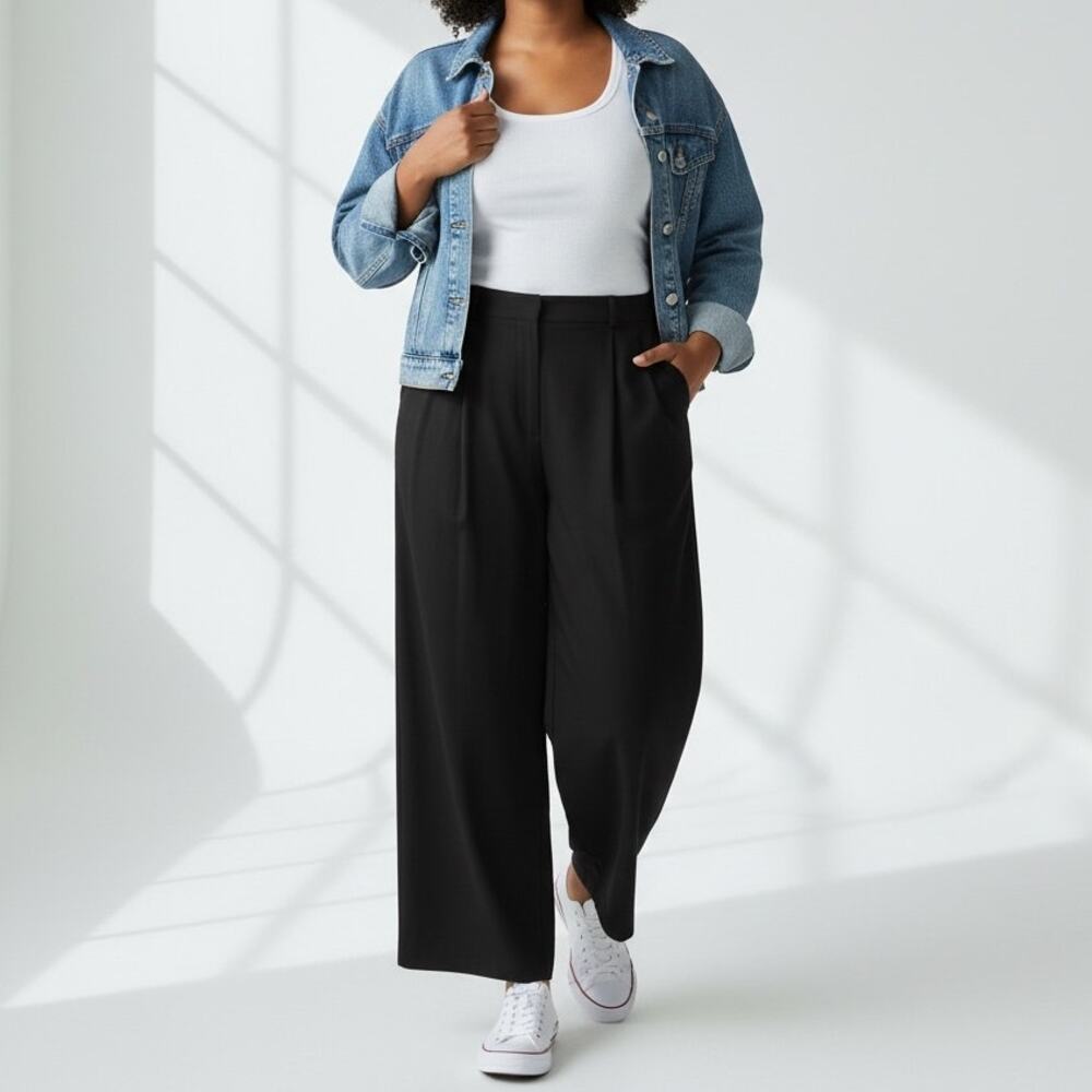 Banana Republic The Soho Wide-Leg Pant in Drapey Twill NWT Women's Sz 18 Black